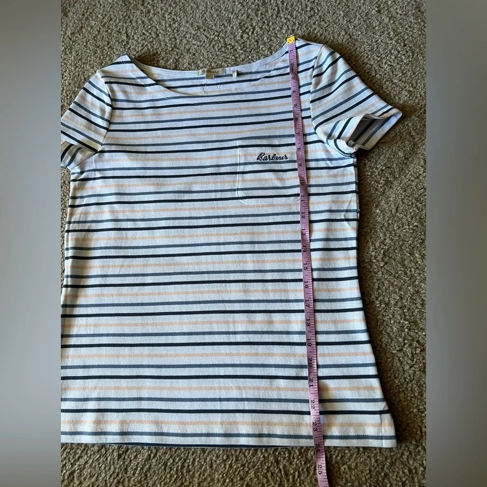 Barbour Striped Hawkins Short Sleeve 100% Cotton Tee size 4 Nautical T-Shirt